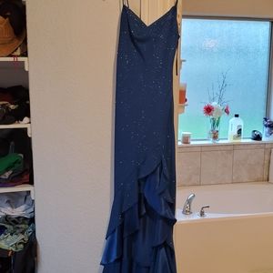Sparkly Hi-Lo Prom Dress Ruffles and Slit